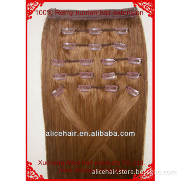Best quality indian remy 120g clip in humanhair extension
